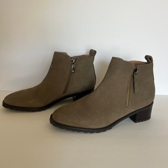 Blondo Samara Tan Taupe Waterproof Suede Ankle Booties Womens 9 - Picture 1 of 13